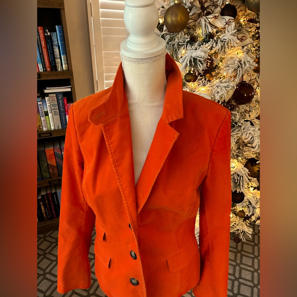 Vintage Lilly Pulitzer orange small whale corduroy blazer size 10